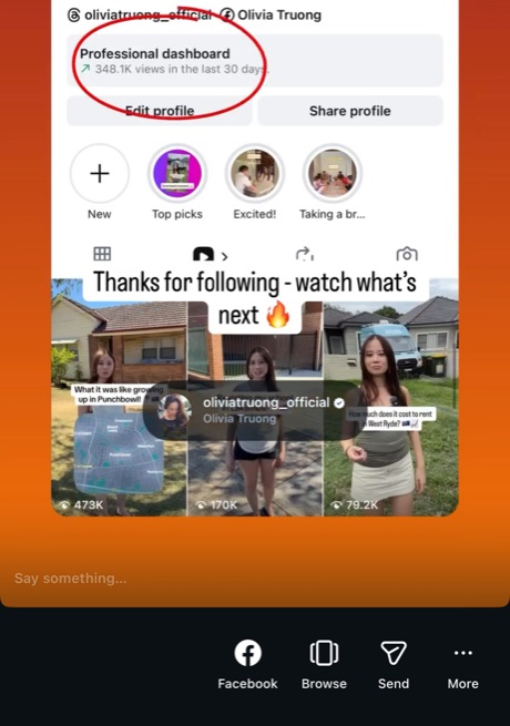 Olivia Truong: 348k views in the last 30 days